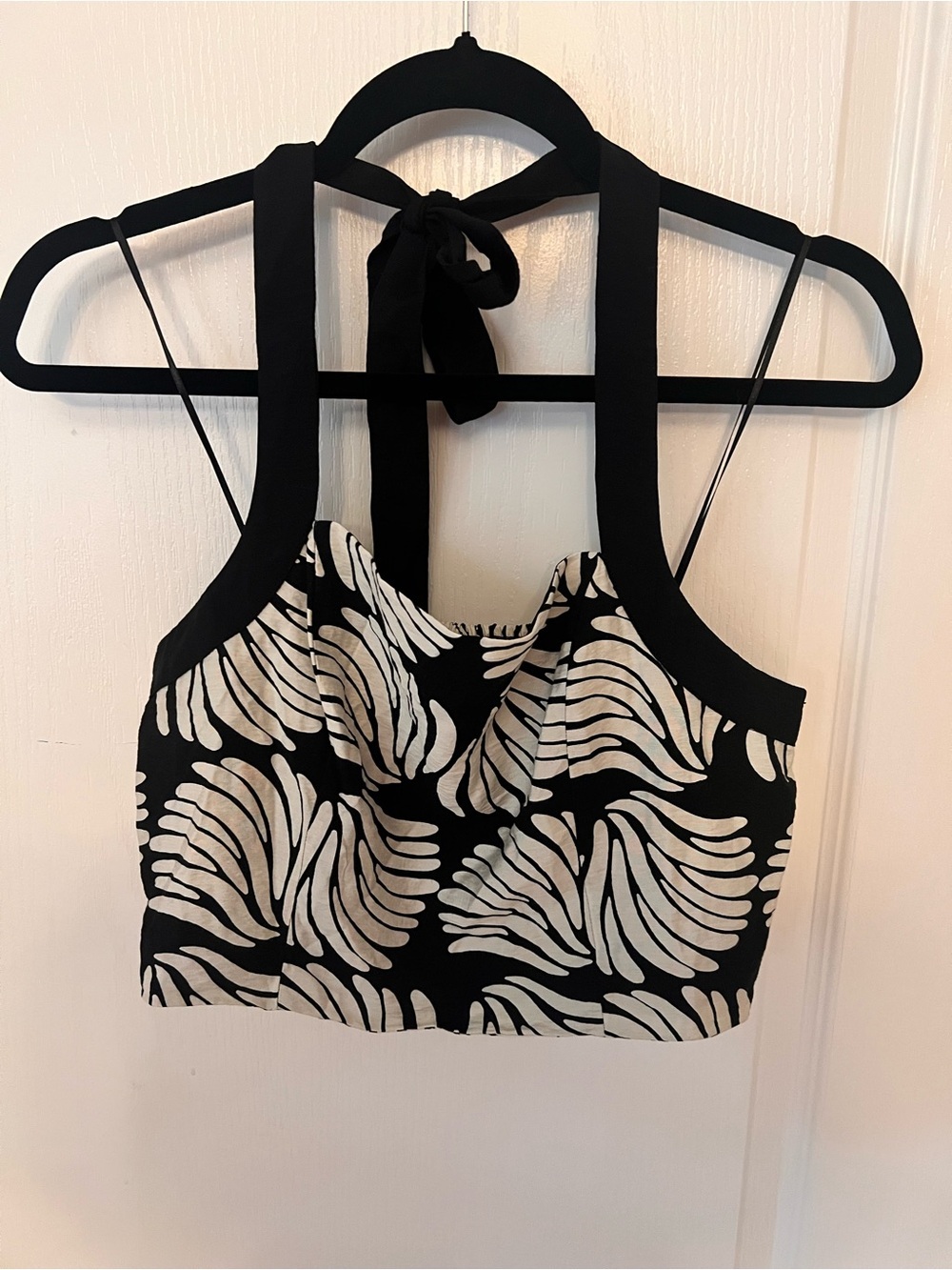 a new day Black and White Abstract Halter Top